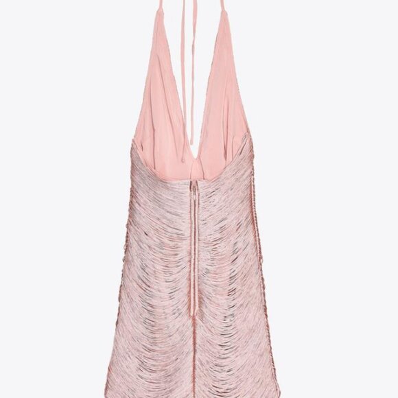 ZARA SHORT FRINGED HALTER DRESS (NWT) - Pale Pink - Medium (M)  | 4772/243/687 - Picture 5 of 11
